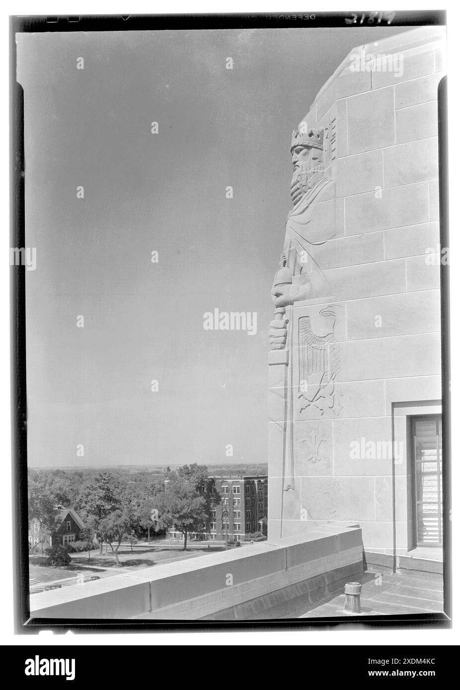 Nebraska State Capitol, Lincoln, Nebraska. Skulpturendetail „Karl der große“. Gottscho-Schleisner Kollektion Stockfoto