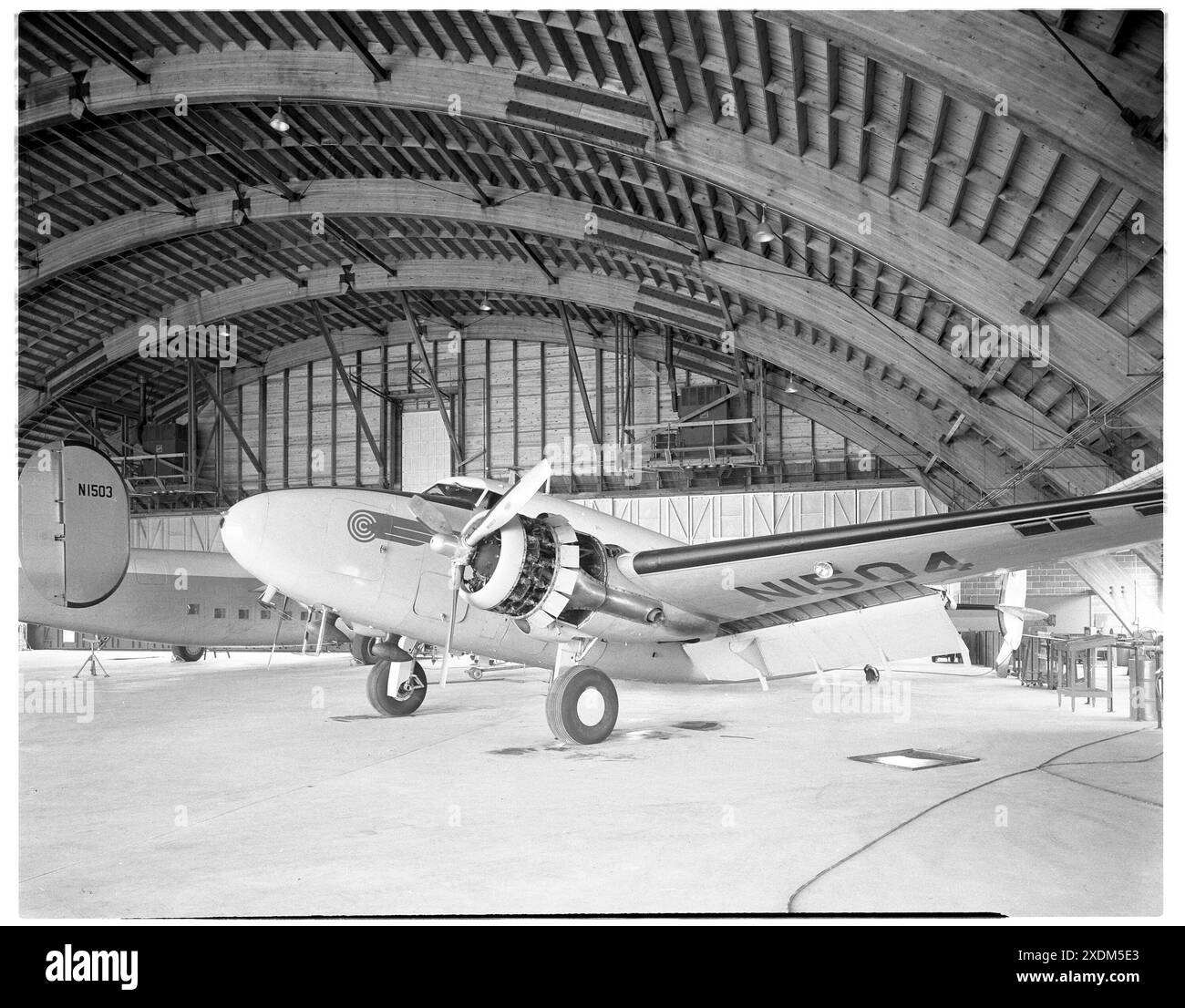 Continental Can Hangar, Morristown Airport, New Jersey. Innere I. Sammlung Gottscho-Schleisner Stockfoto