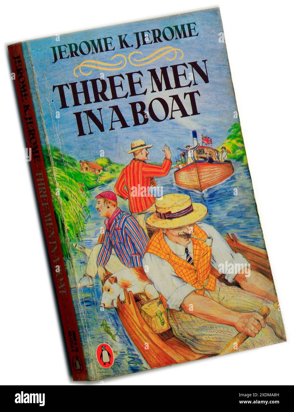 Drei Männer in einem Boot von Jerome K. Jerome. Book – Studio auf weißem Background. Vom Juni 2024 Stockfoto