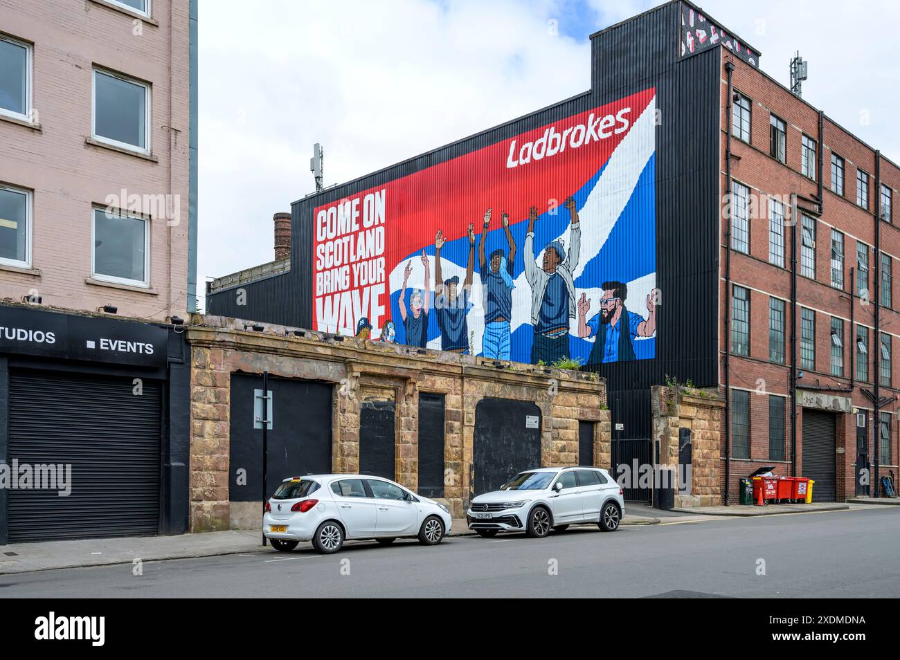 Ladbrokes Euros 2024 Wandgemälde, Washington Street, Glasgow, Schottland, Vereinigtes Königreich, Europa Stockfoto