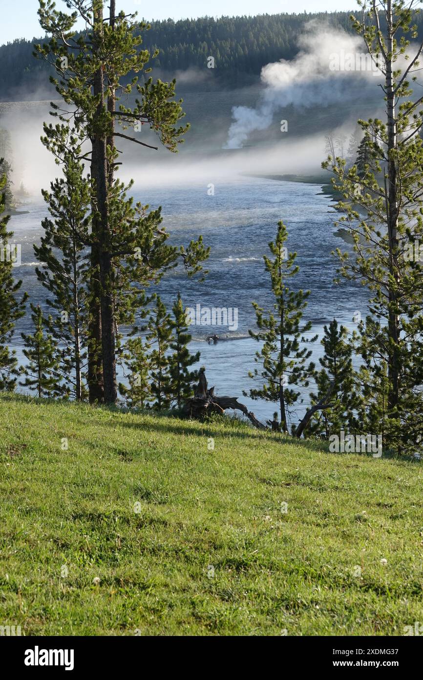 Yellowstone-Flussgeysire. Yellowstone National Park , Wyoming , USA , Frühjahr 2024. Stockfoto