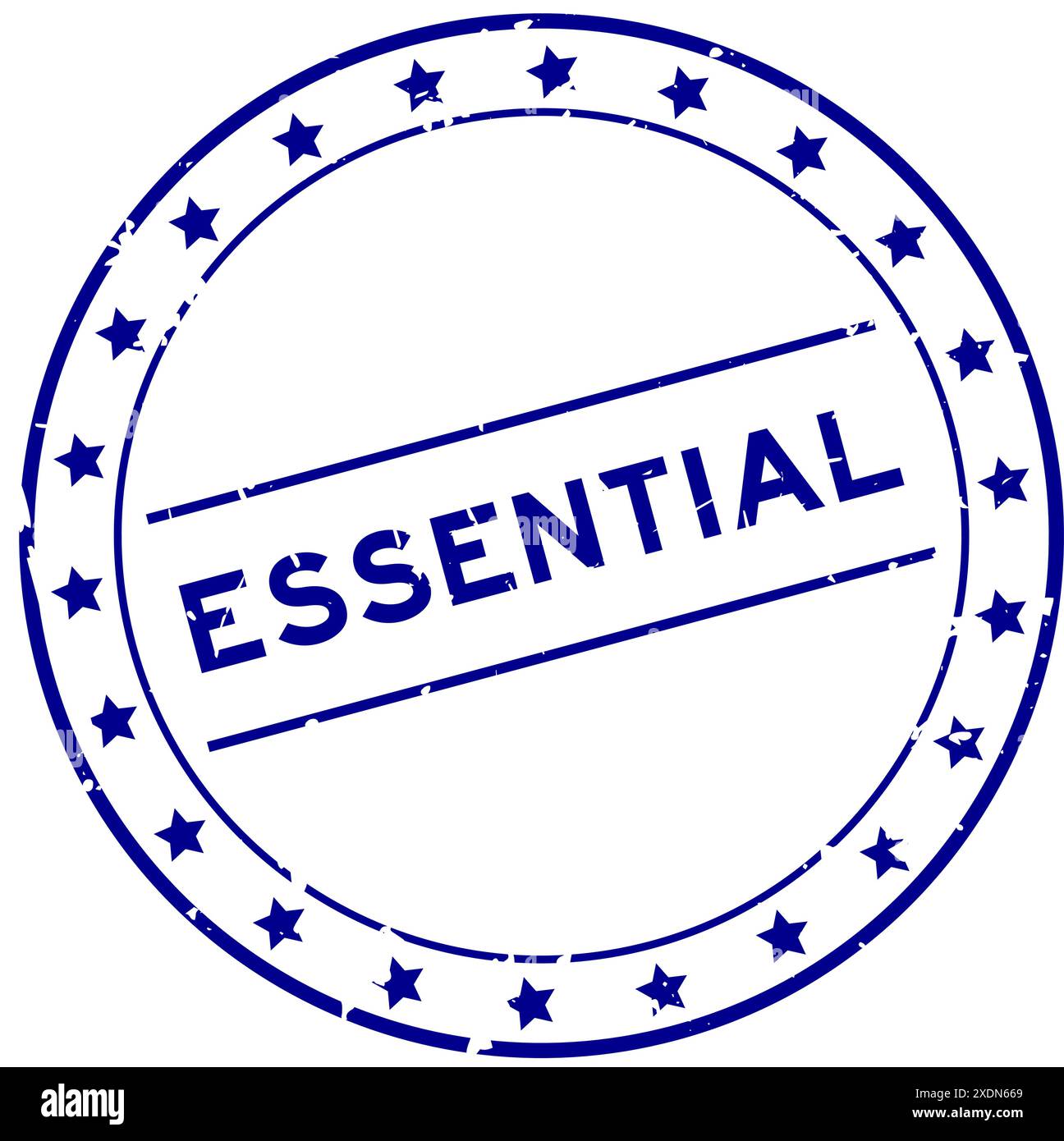 Grunge blau Essential Wort rund Gummi Siegel Stempel auf weißem Hintergrund Stock Vektor