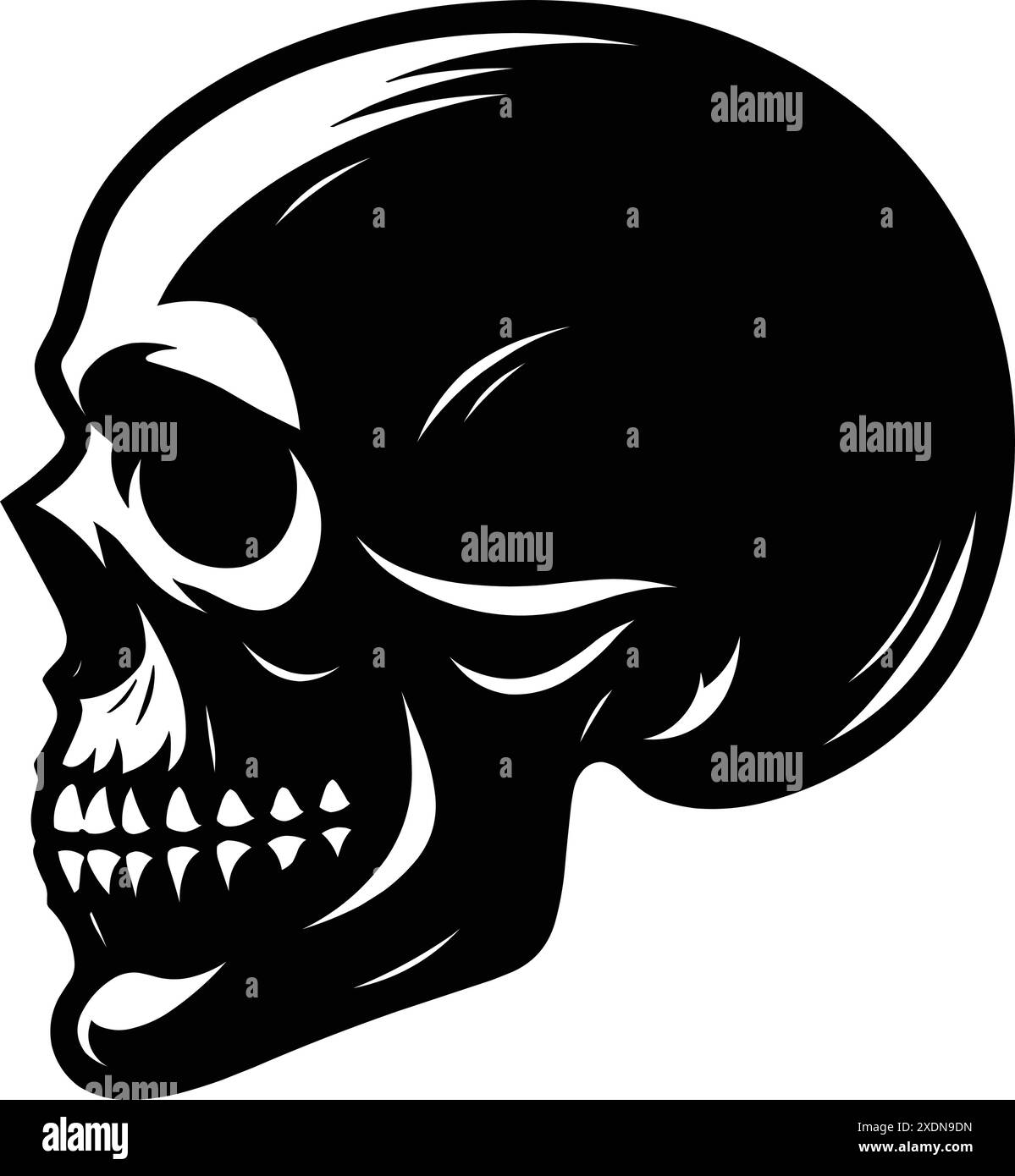 Schwarz-weiße menschliche Schädel Silhouette Vektor Illustration isoliert auf weißem Hintergrund Stock Vektor