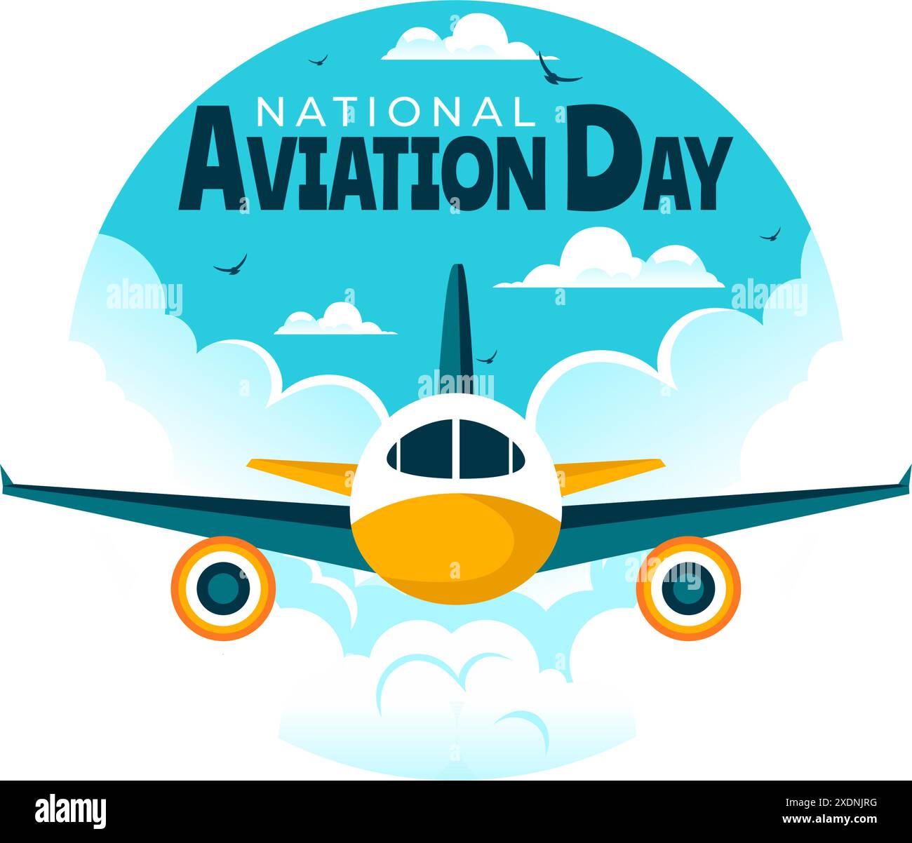 Vektor-Illustration für National Aviation Day mit einem Flugzeug und Sky Blue Hintergrund zum ersten erfolgreichen Flugzeug und kontrollierten Flug Feier Stock Vektor