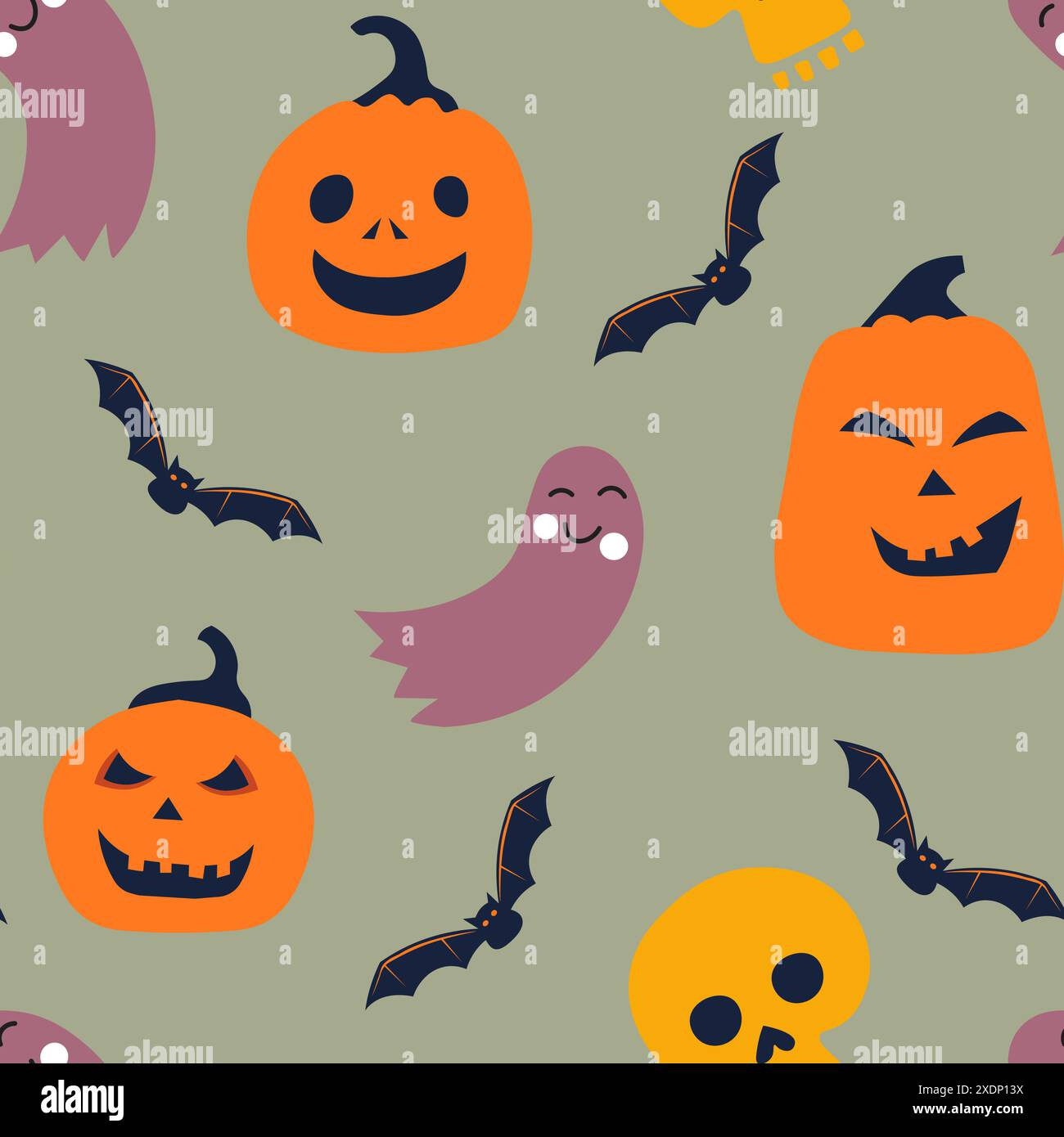 Halloween Charaktere Nahtlose Muster Vektor Stock Vektor