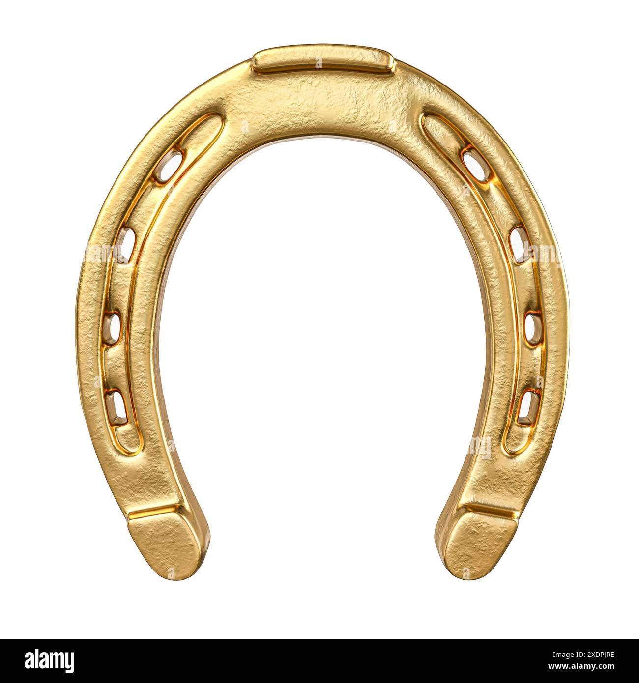 Goldener hufeisenförmiger weißer Hintergrund, symbolisiert den Wohlstand des Glücks 3d Stockfoto