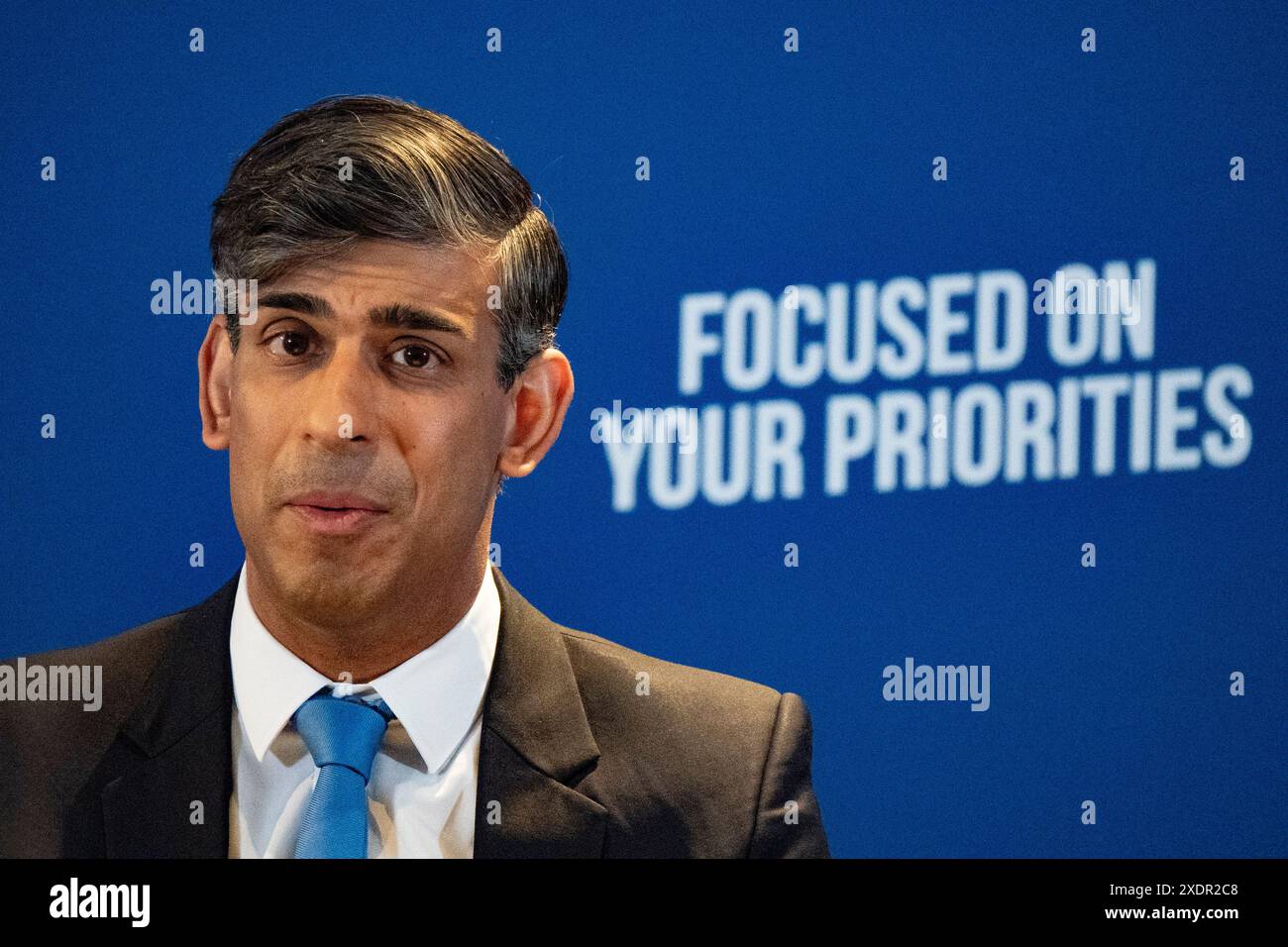 Edinburgh, Schottland, Großbritannien. Juni 2024. Premierminister Rishi Sunak und der Vorsitzende der Schottischen Konservativen Douglas Ross starten heute in Edinburgh das Wahlprogramm der Schottischen Konservativen. Iain Masterton/Alamy Live News Stockfoto