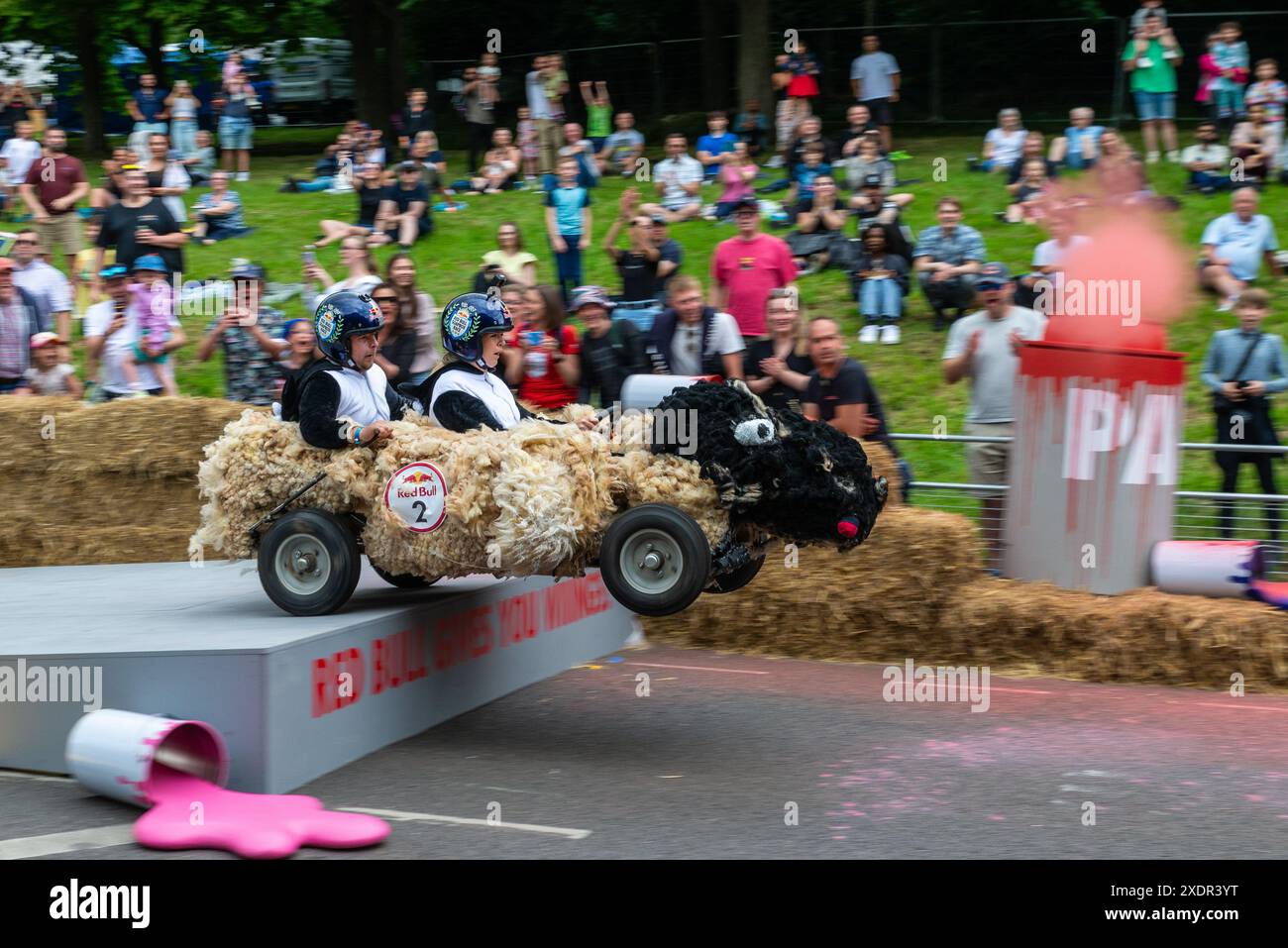 Bridgnorth Young Farmers Gravity Racer Cart beim Red Bull Soapbox Race London im Park von Alexandra Palace, Großbritannien Stockfoto