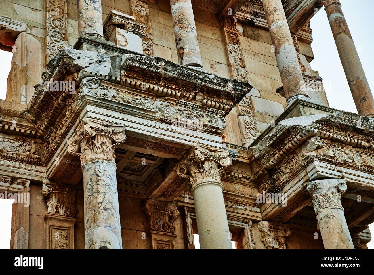Detail der Celsus-Bibliothek, Ephesus, Türkei, Europa Stockfoto