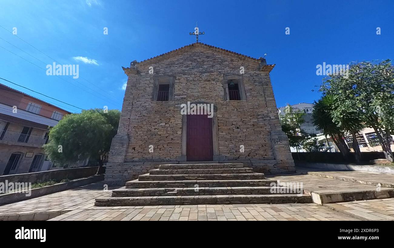 Die Steinkirche (Nossa Senhora do Rosario) in Sao Thome das Letras, Minas Gerais, Brasilien Stockfoto