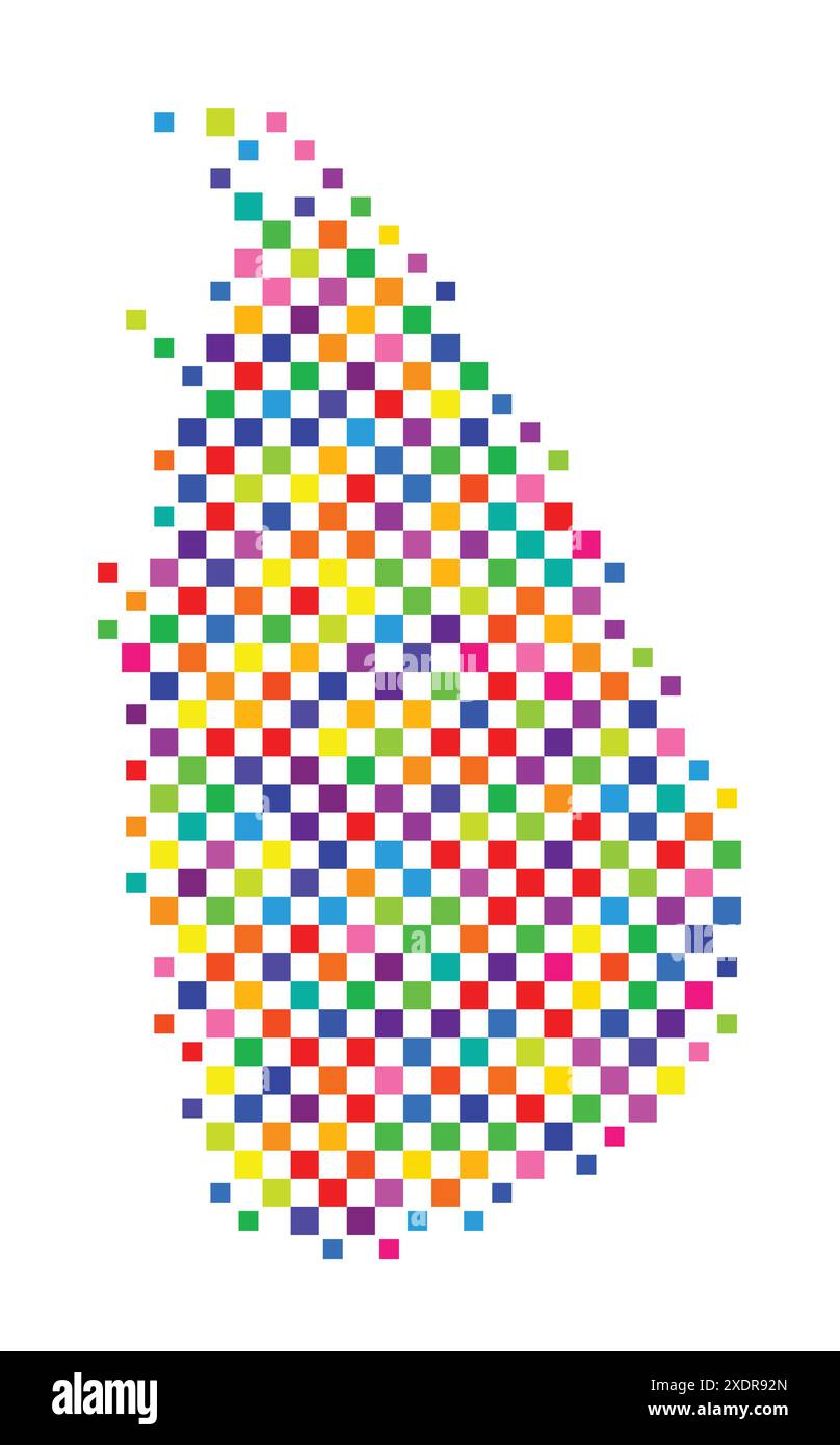 Abstrakte Karte von Sri Lanka mit einem Muster von bunten Quadraten wie ein Schachbrett Stock Vektor
