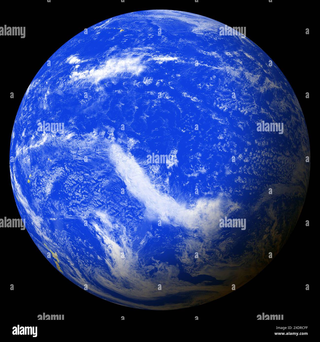 Nahaufnahme der Erde aus dem Weltraum mit Französisch-Polynesien in der Bildmitte. Globus, der eine Halbkugel unseres Planeten zeigt. Lichtwolken Co Stockfoto