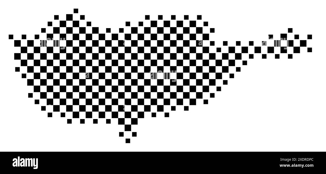 Abstrakte Karte von Zypern, die das Land mit einem Muster aus schwarz-weißen Quadraten wie einem Schachbrett zeigt Stock Vektor