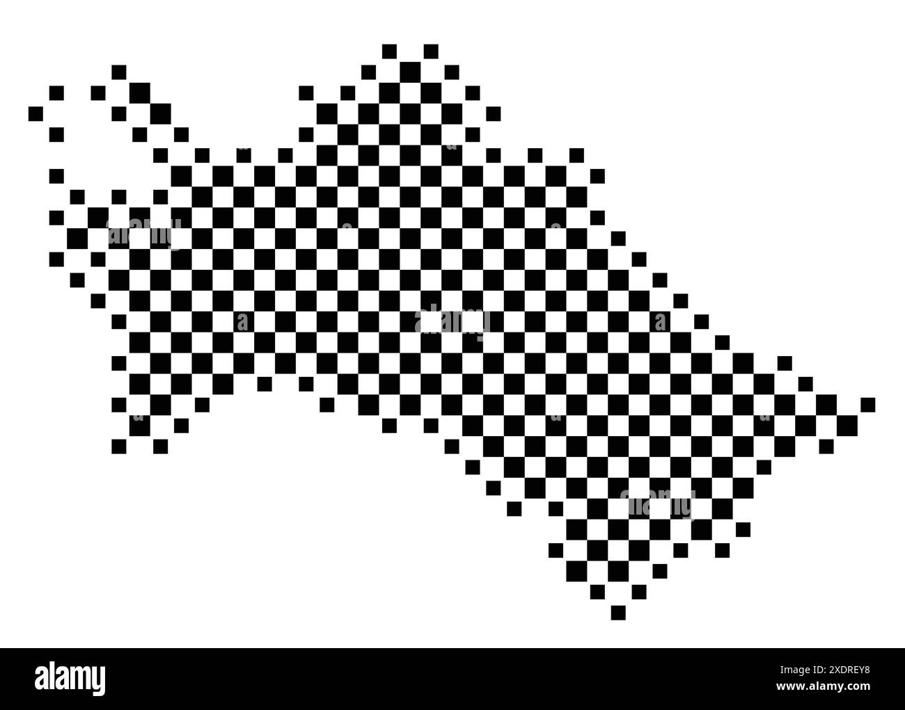 Abstrakte Karte Turkmenistans, die das Land mit einem Muster aus schwarz-weißen Quadraten wie einem Schachbrett zeigt Stock Vektor