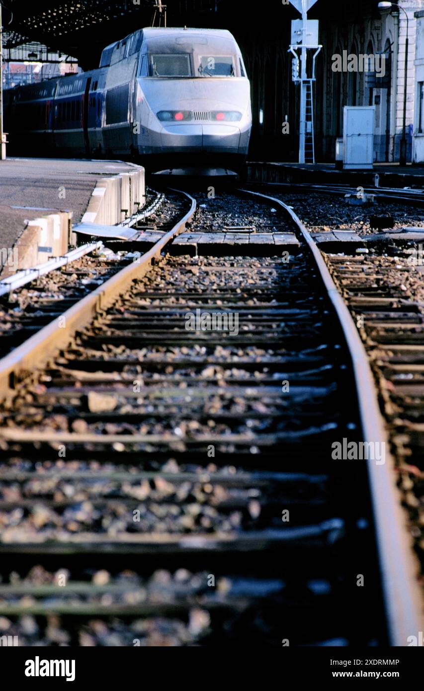 TGV (Hochgeschwindigkeitszug). Hendaye. Frankreich Stockfoto