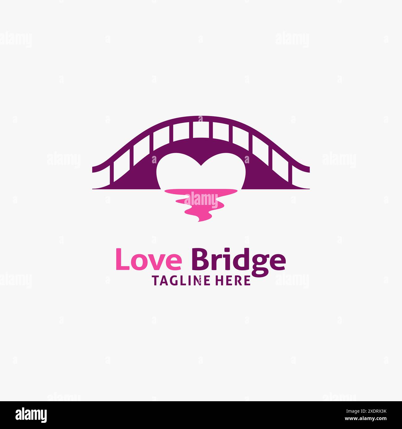 Brücken- und Herzform für Love Bridge-Logo Stock Vektor