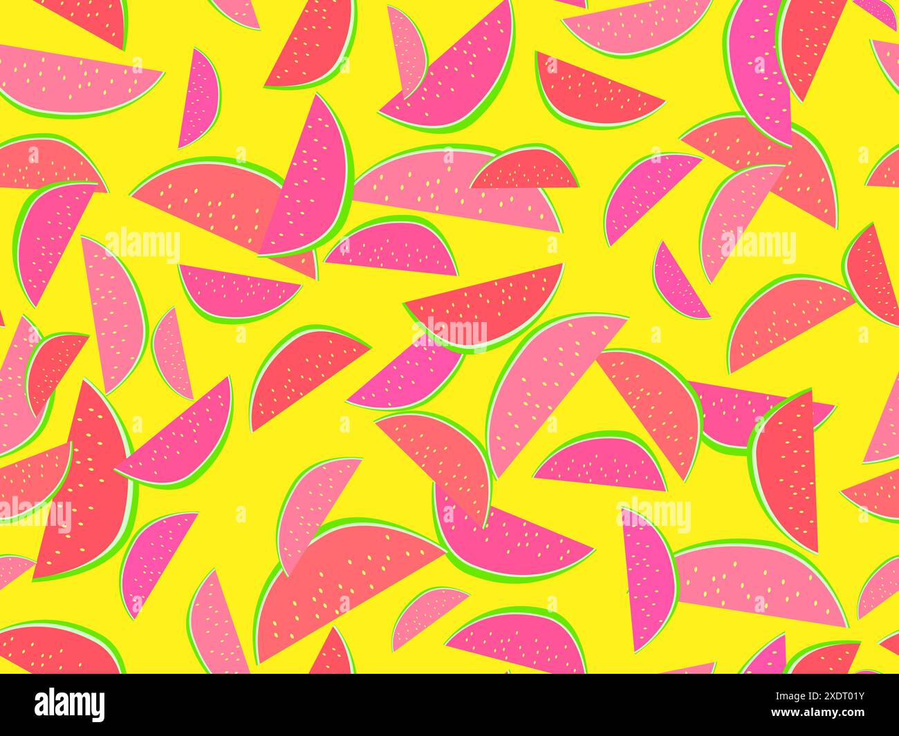 Nahtloses Wassermelonen-Muster. Dreieckige Scheiben von Wassermelonen. In Scheiben geschnittene ​​watermelon-Scheiben, tropischer Sommer-Hintergrund. Design für Tapeten, Verpackungen, Stock Vektor