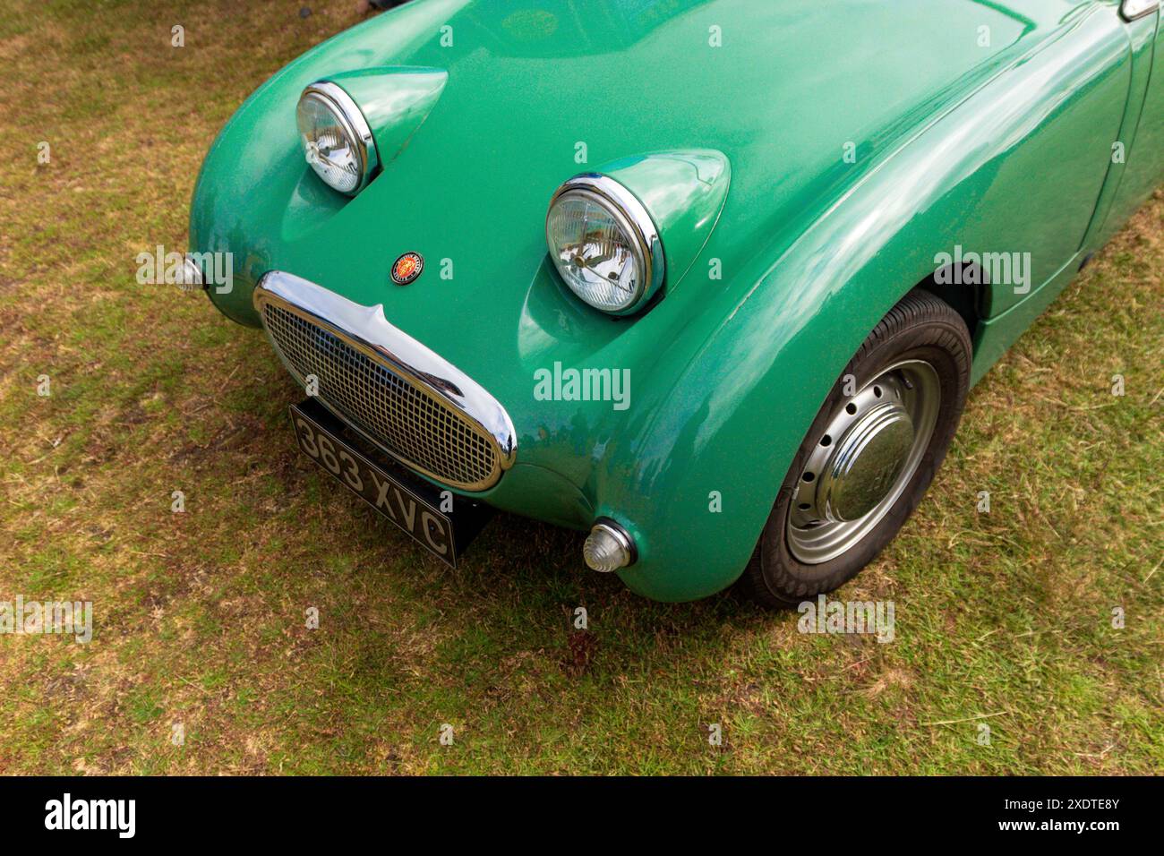 Austin Healey Frog Eyed Sprite. Oldtimer Auf Lytham Green 2024. Stockfoto