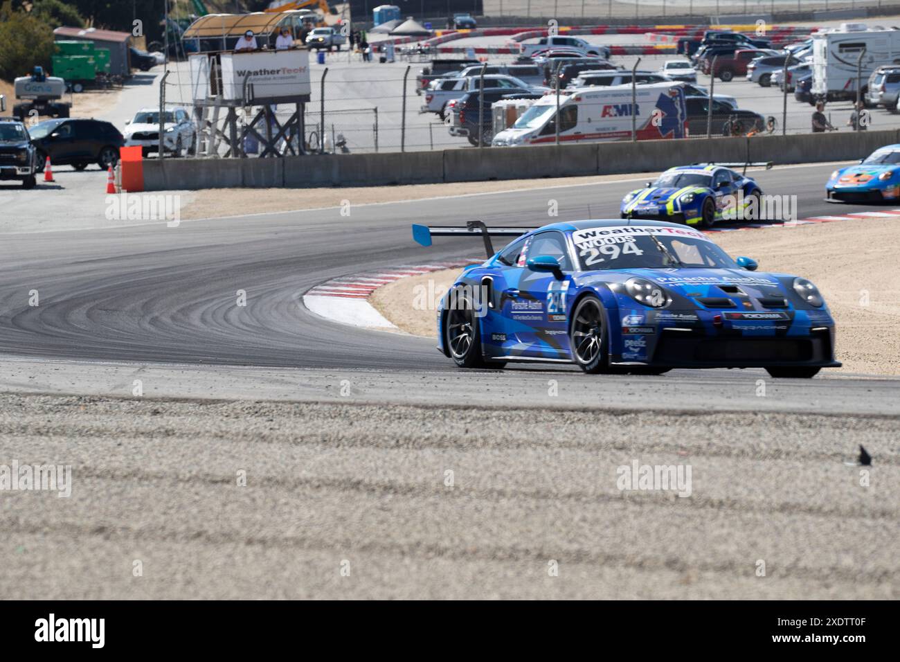 22. Juni 2024 Monterey, CA, USA, BK Racing Pilot Kevin Woods verlässt Kurve 5 während des Firestone Grand Prix des Monterey Porsche Challenge Race 2 auf dem WeatherTech Raceway Laguna Seca Monterey, CA Thurman James/CSM Stockfoto