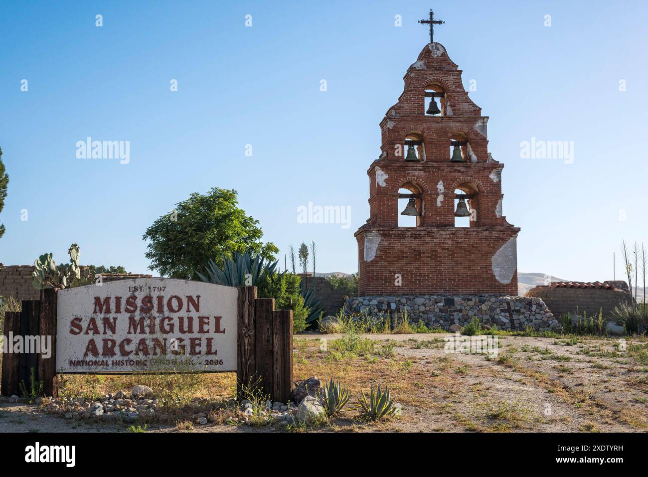 Mission San Miguel Arcángel ist eine spanische Mission in San Miguel, Kalifornien. Stockfoto