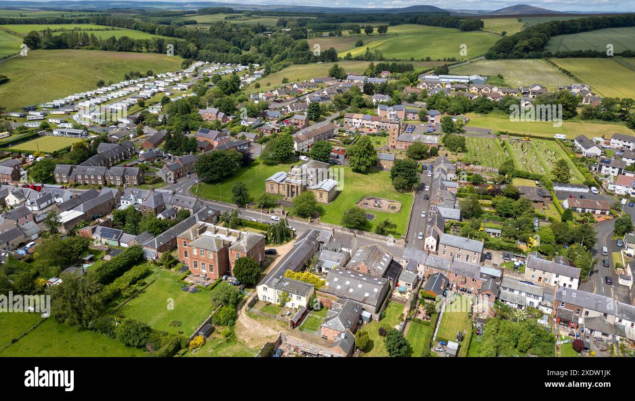 Drohnenansicht von Greenlaw Town, Scottish Borders. Schottland, Großbritannien Stockfoto