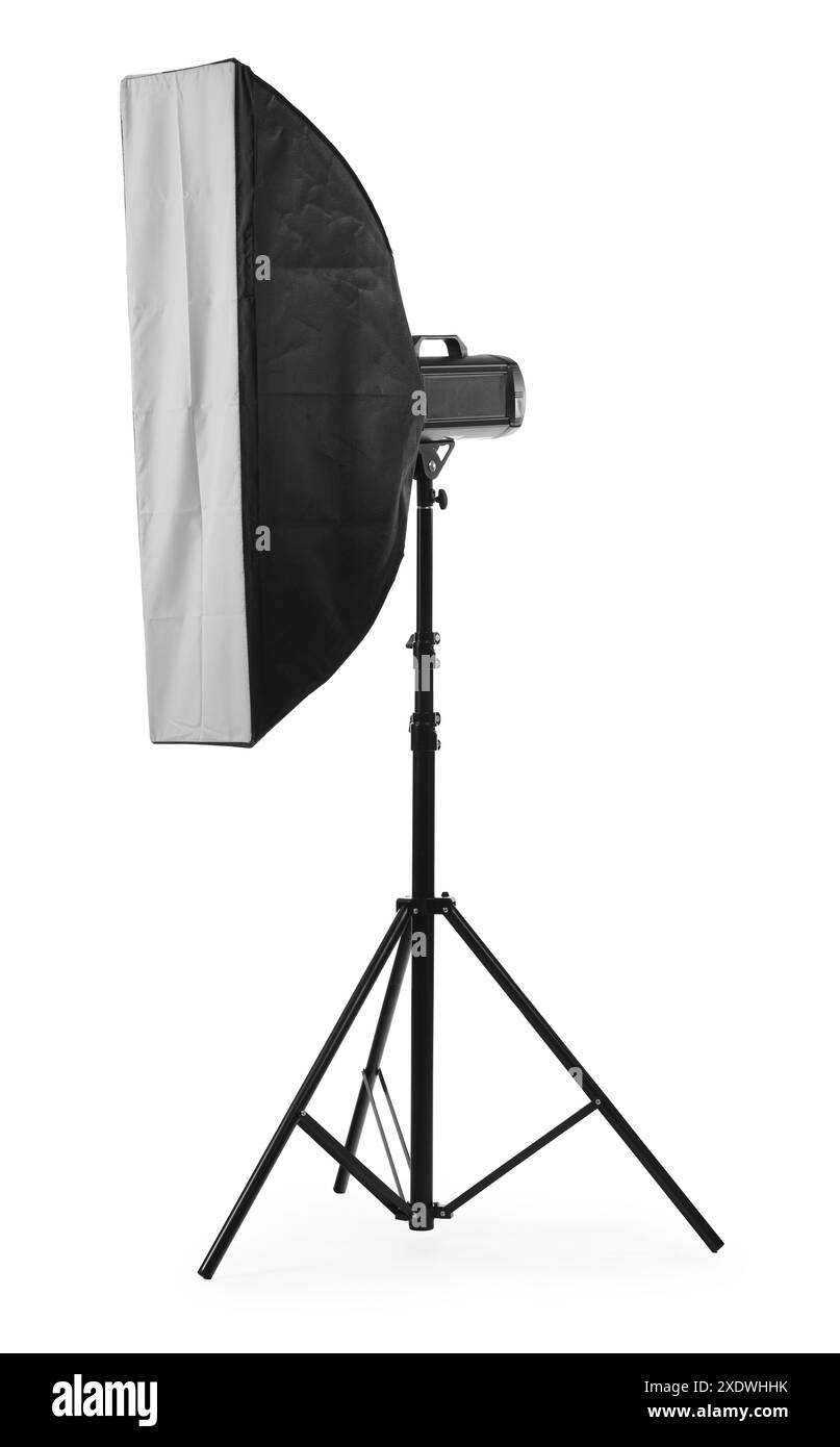 Professioneller Lichtreflektor isoliert auf weiß. Ausrüstung für Fotografen Stockfoto