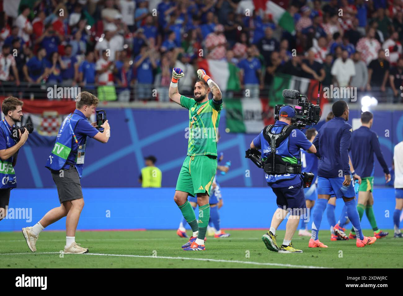 Leipzig, Deutschland, 24. Juni 2024. Die italienische Nationalmannschaft feiert das Spiel zwischen Italien und Kroatien. Uefa Euro 2024 Deutschland. Gruppe B. Credit: Fabideciria/Alamy Live News Stockfoto