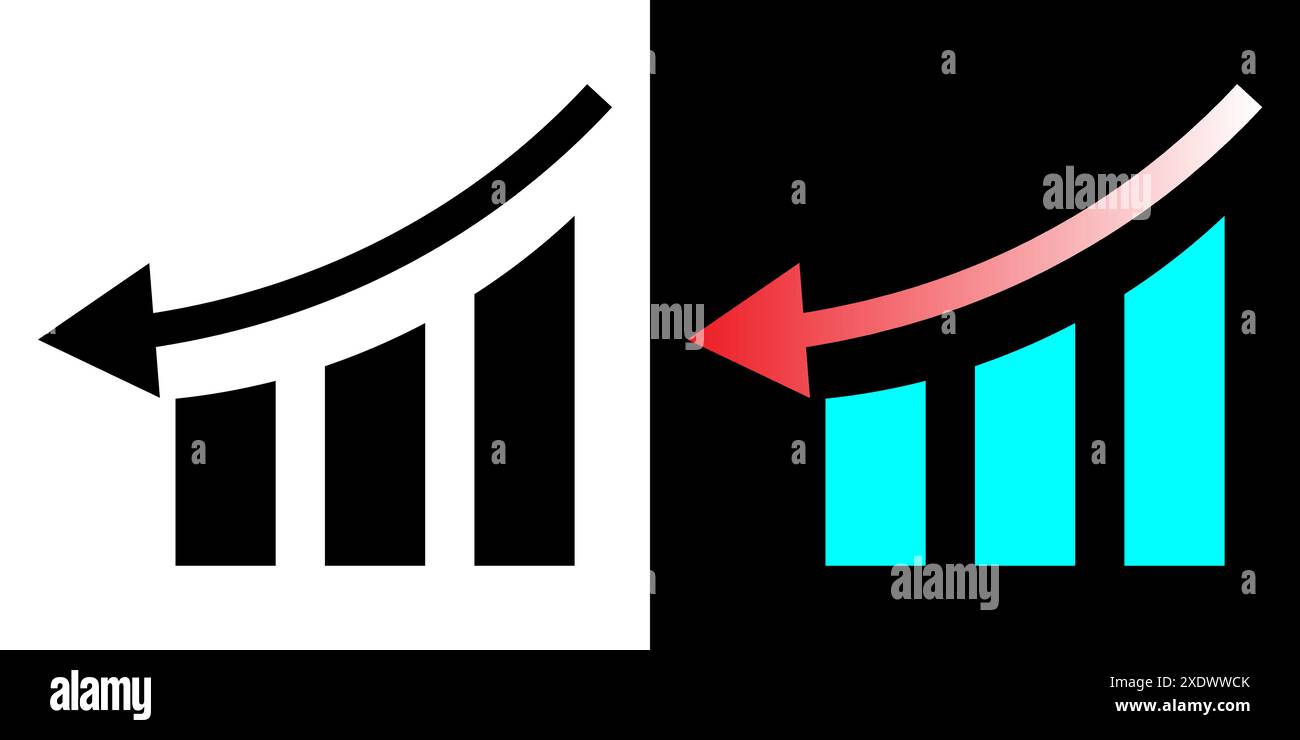 Symbol für abnehmendes Balkendiagramm Symbol für abnehmendes Balkendiagramm. Verkleinerte Diagrammdarstellung. Stock Vektor