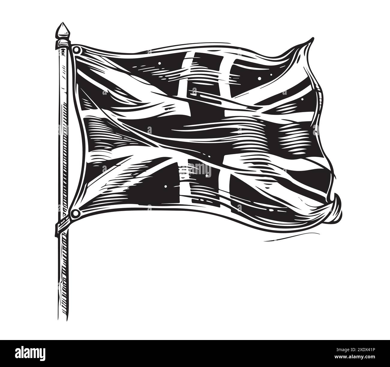 Britische Flagge abstrakte Skizze handgezeichnet gravierte Stil Vektor-Illustration. Stock Vektor