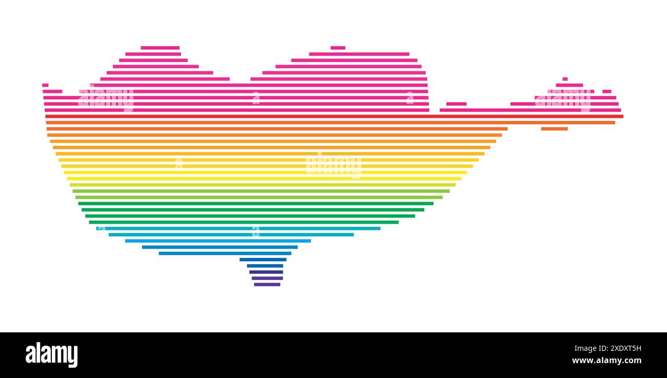 Abstrakte Karte Zyperns, die das Land mit horizontalen parallelen Linien in Regenbogenfarben zeigt Stock Vektor