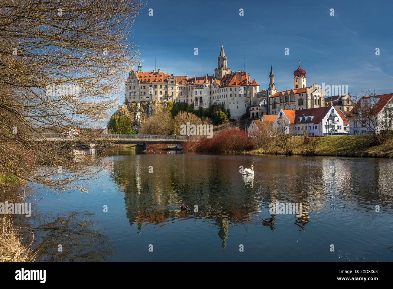 Geographie / Reise, Deutschland, Baden-Württemberg, Schloss Sigmaringen Hohenzollern über der Donau, ADDITIONAL-RIGHTS-CLEARANCE-INFO-NOT-AVAILABLE Stockfoto