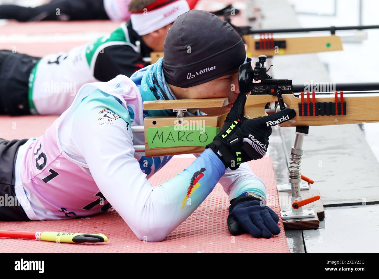 Para-Weltmeisterschaft Oberried 2018 - Biathlon Mitteldistanz Stockfoto