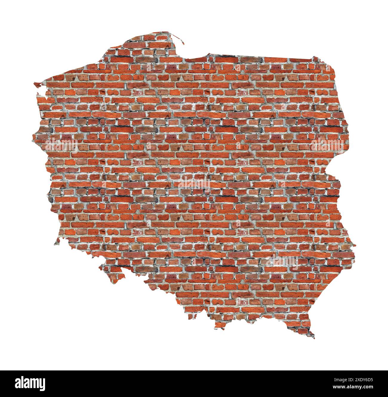 Abstrakte Landkarte Polens als Backsteinmauer Stockfoto