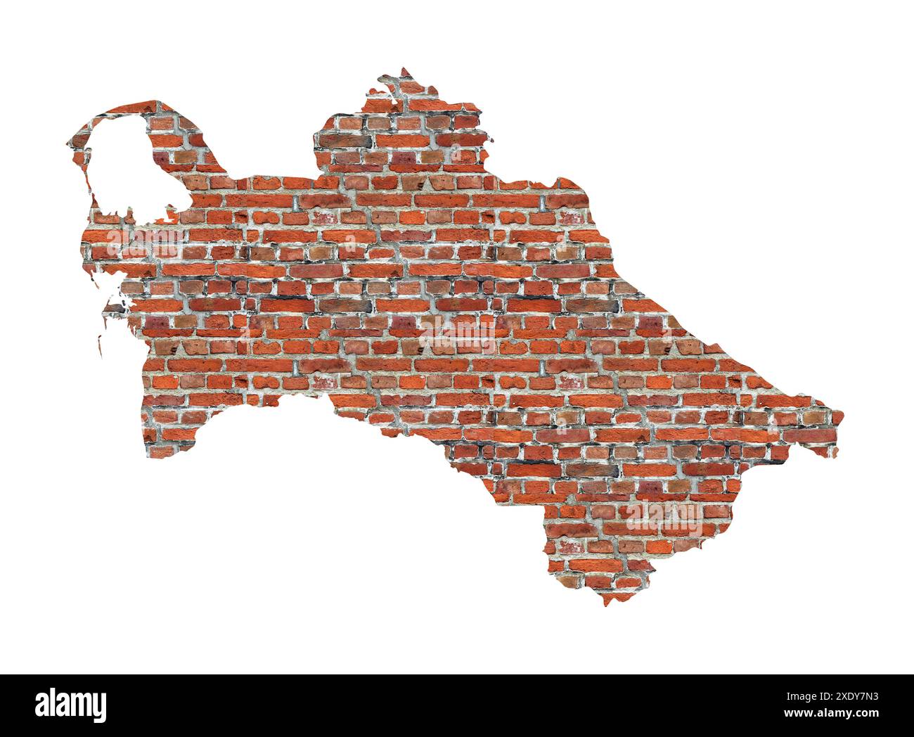Abstrakte Karte Turkmenistans, entworfen als Ziegelmauer Stockfoto