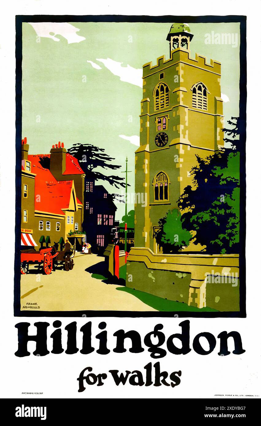 NEWBOULD Frank - Hillingdon for Walks 1925 Vintage-Poster mit Illustrationen Stockfoto