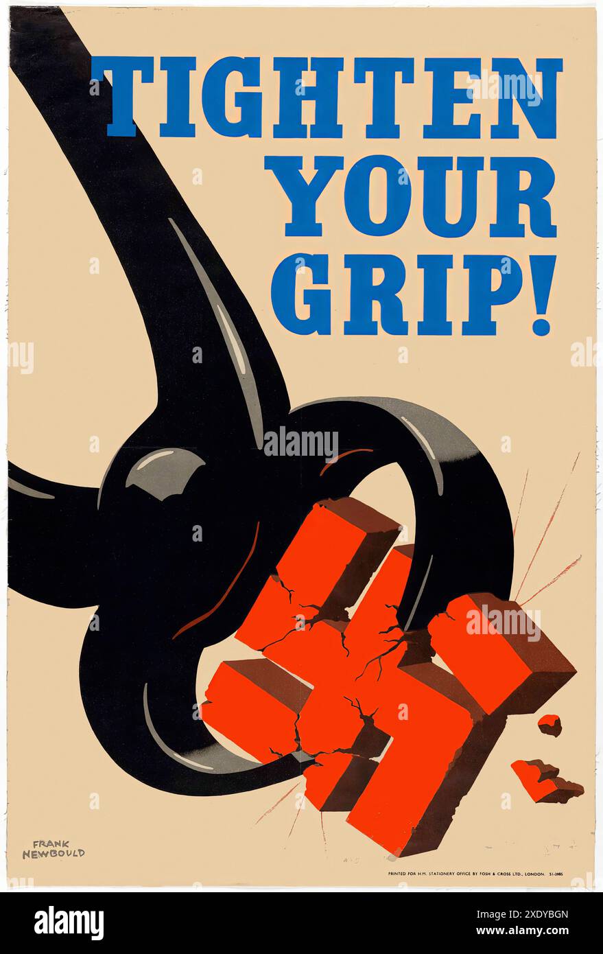 NEWBOULD Frank – Fight Your Grip c – 1940er Jahre – Poster mit Vintage-Illustration Stockfoto