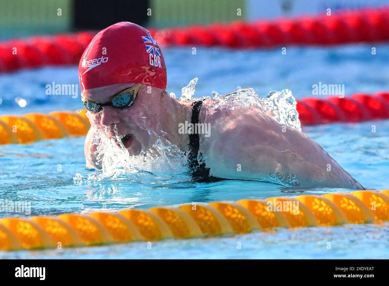 Laura Kathleen Stephens aus Großbritannien tritt am 23. Juni 2024 im Finale der 200-m-Schmetterlingsfrauen während des 60. Settecolli Schwimmtreffens im stadio del Nuoto in Rom (Italien) an. Stockfoto