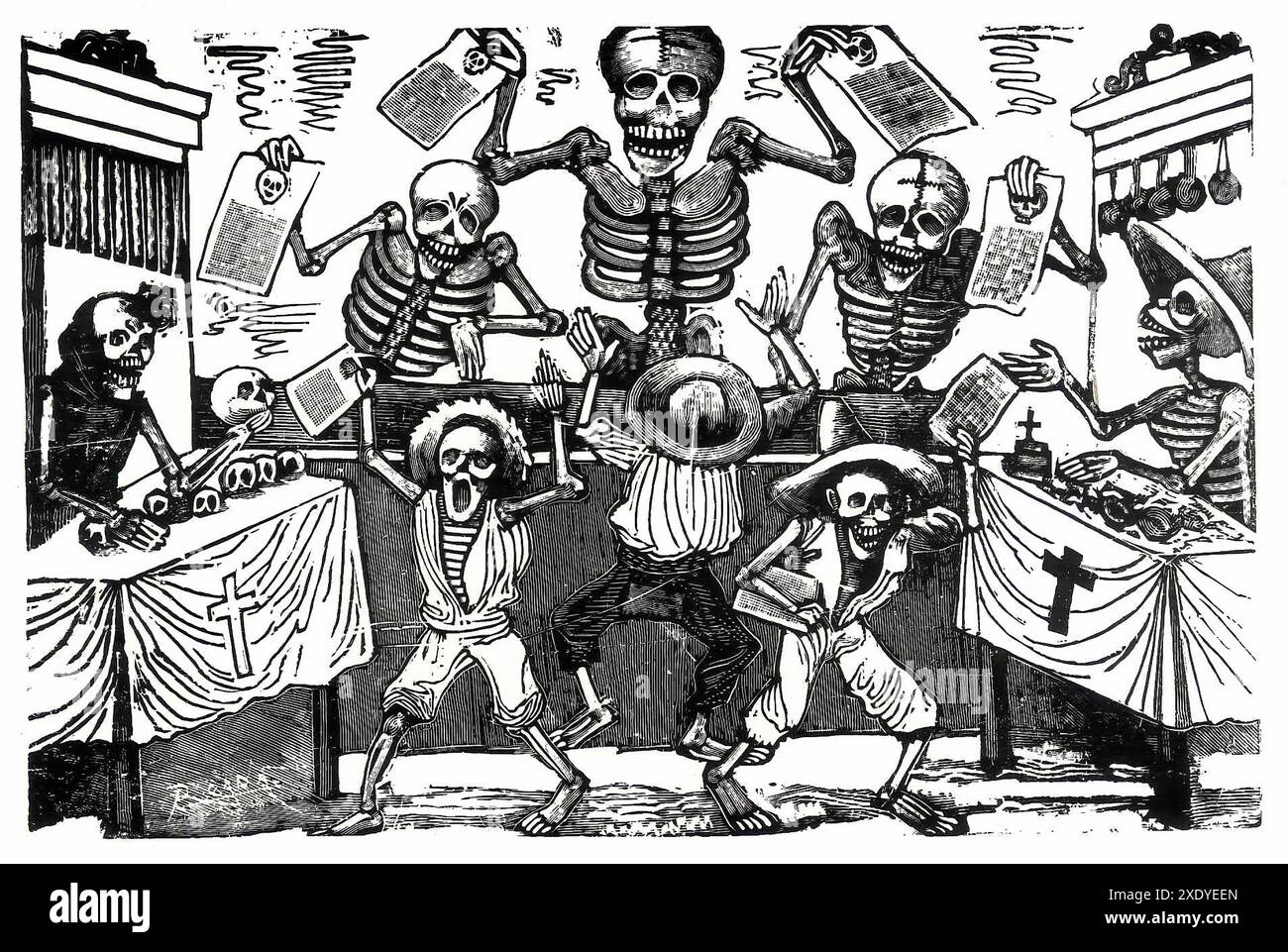 POSADA José Guadalupe (1852-1913) - Rebumbio de calaveras – Poster mit Vintage-Illustration Stockfoto