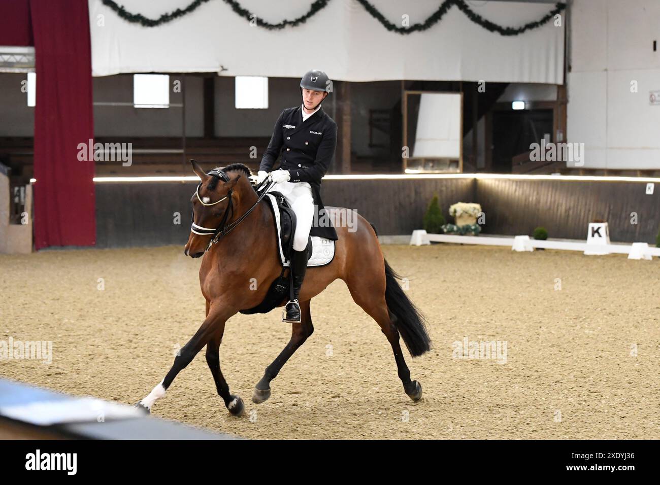 S Dressurreiten in Darmstadt Kranichstein Winter-Tour IV Stockfoto