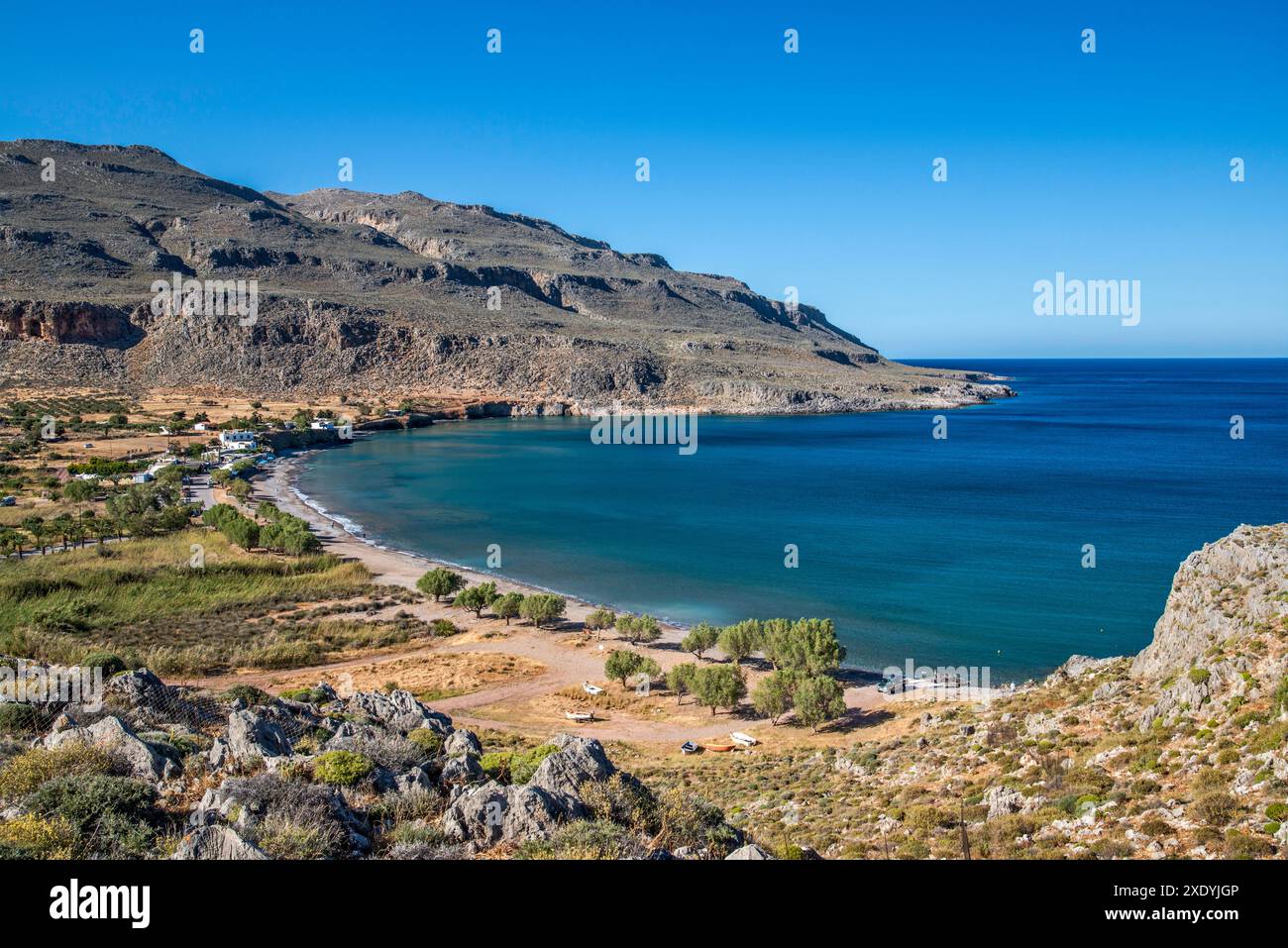 Bucht von Zakros, Ortsteil Kato Zakros, in der Nähe des Palastes von Zakros Ruinen Ägäis, Sitia Berge, Sitia Geopark, Ostkreta, Griechenland Stockfoto