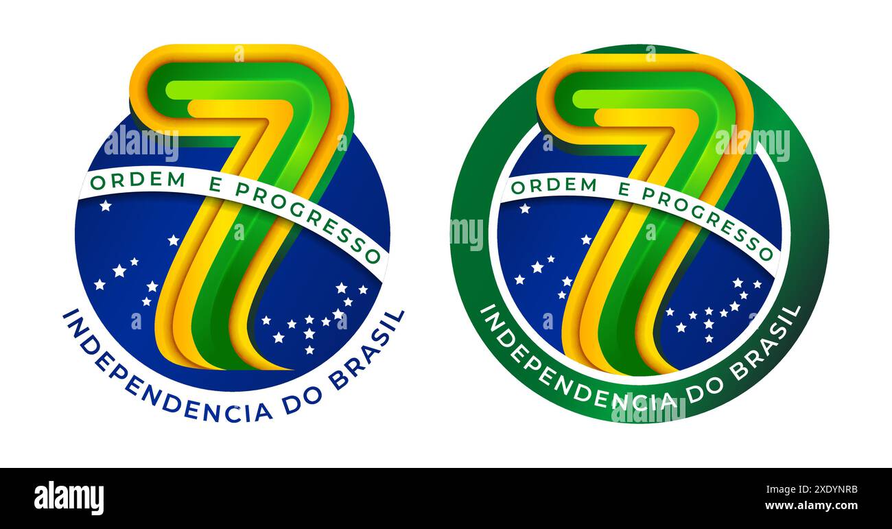 7 de Setembro, brasilianisches Unabhängigkeitstag-Zeichen oder Logo mit stilvollem und modernem Design. Stock Vektor