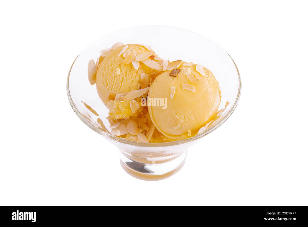 Vanilleeis in Glasschale Stockfoto