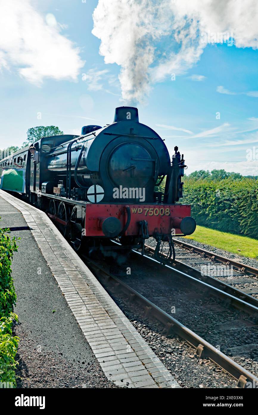 Lokomotive Nr. 75008 Swiftsure aus Bodium Station, auf der Kent and East Sussex Heritage Railway. Stockfoto