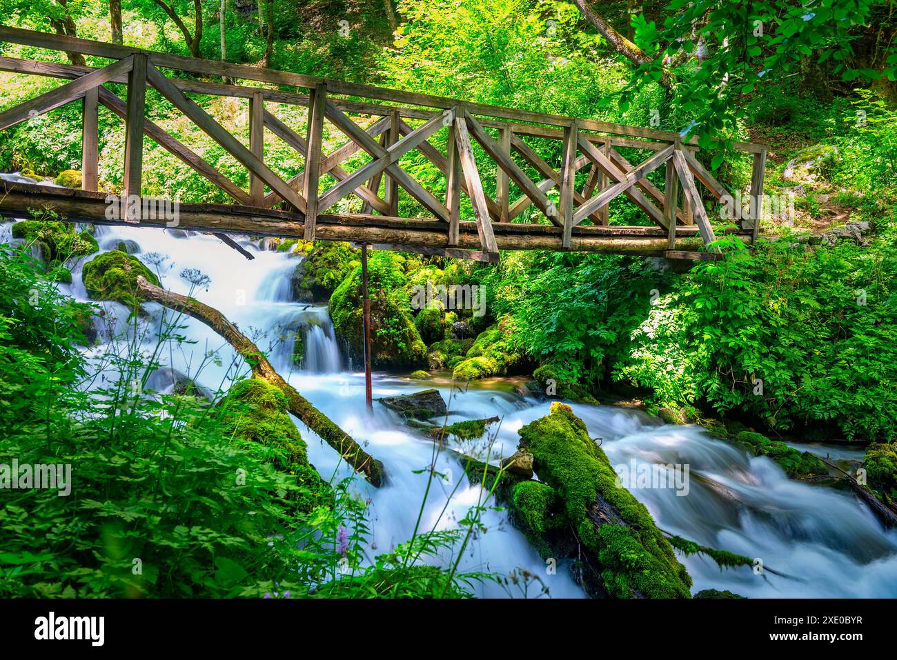 Brücke über den Kaskadenfluss Stockfoto Brücke über den Kaskadenfluss Stockfoto