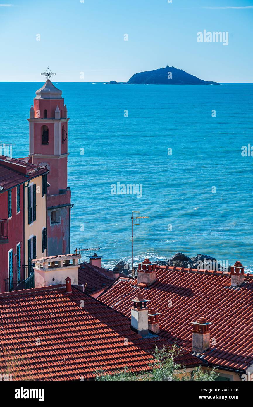 Campanile in Tellaro Stockfoto