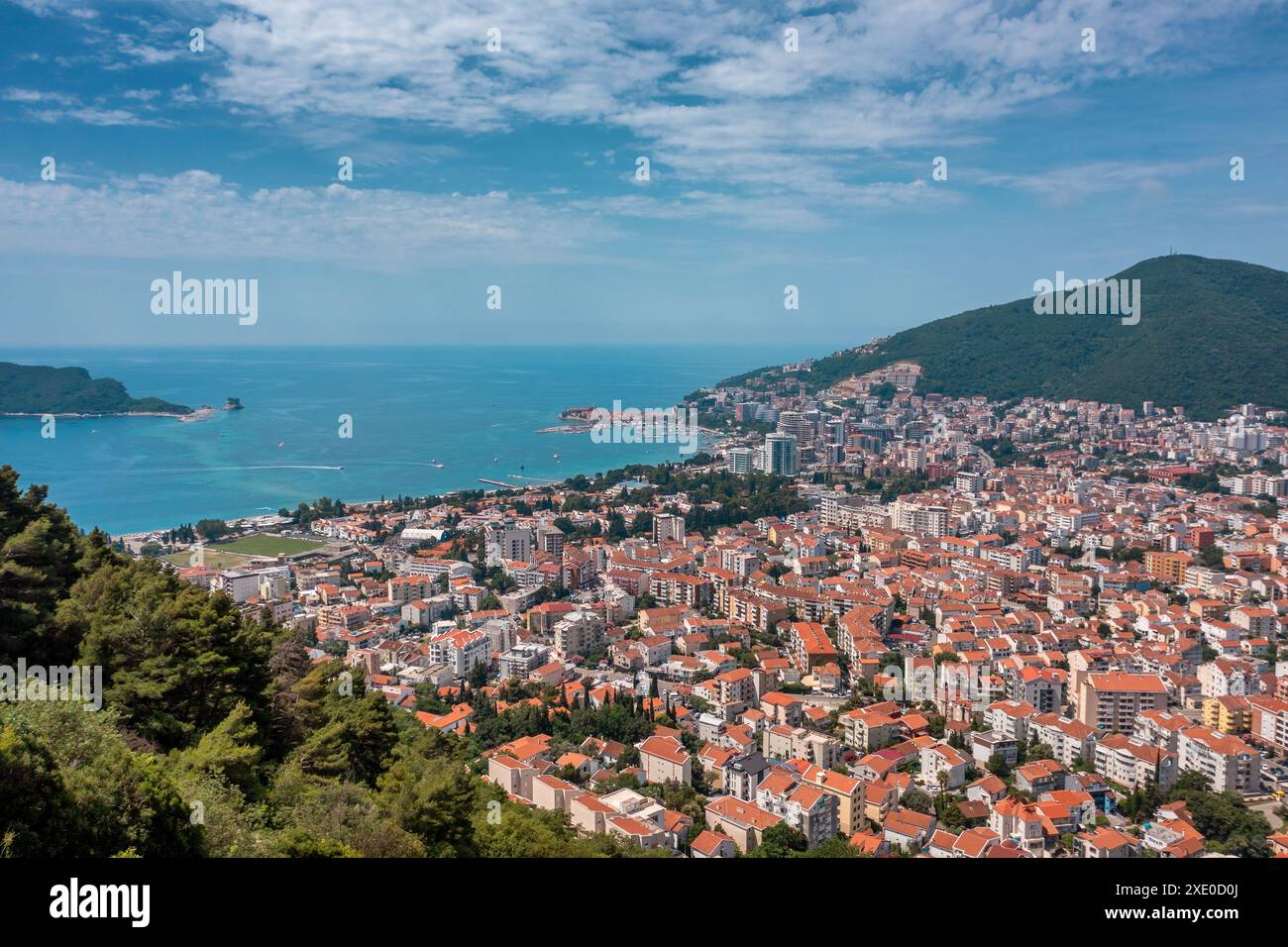 Luftaufnahme von Budva Stockfoto
