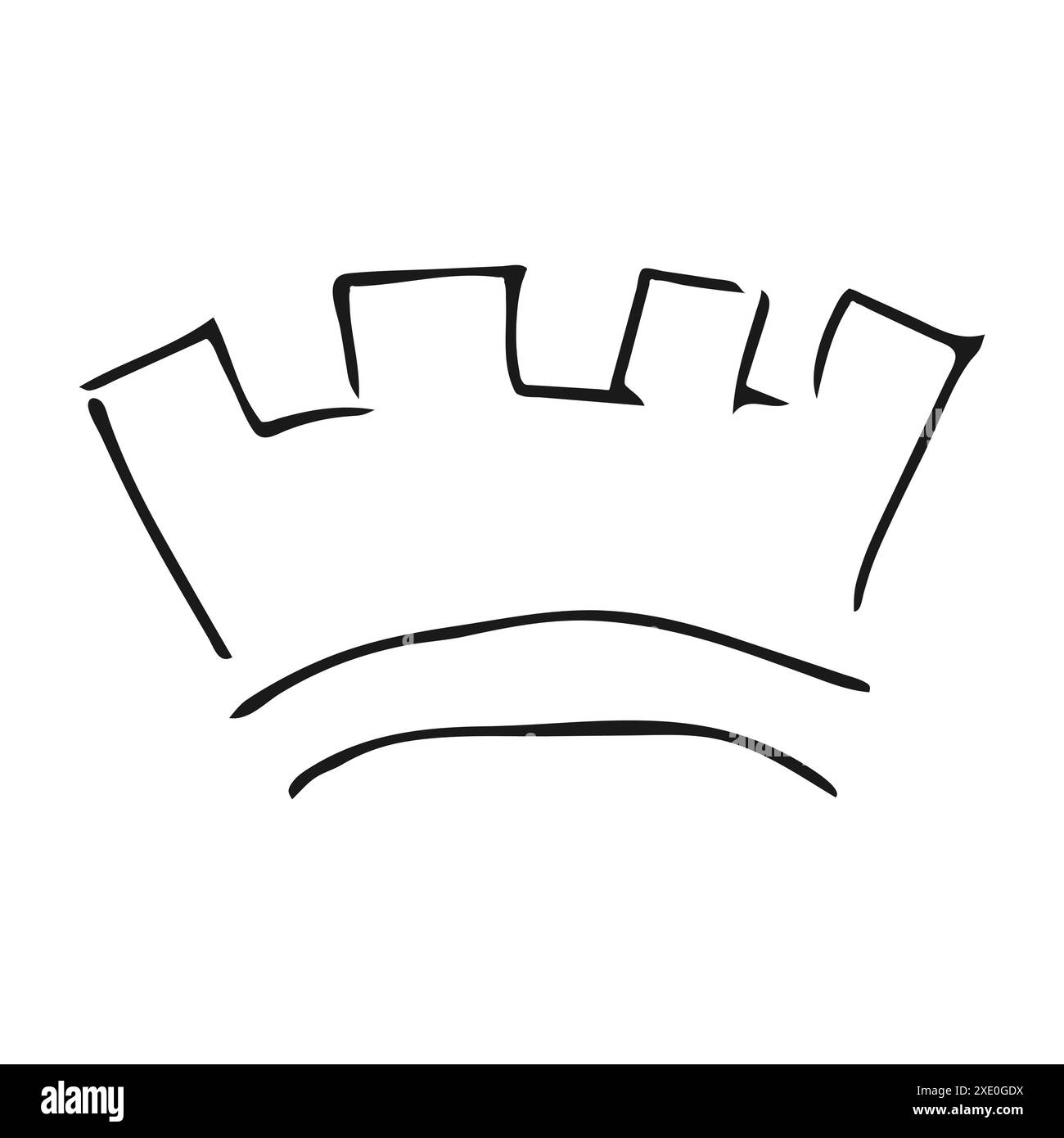 Handgezogene Krone. Einfache Graffiti-Skizze Königin oder Königskrone. Königliche kaiserliche Krönung und Monarchen-Symbol. Schwarze Pinselkritzelei isoliert auf weißem Hintergrund Stock Vektor