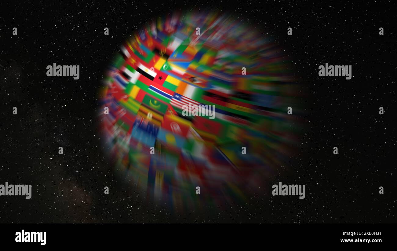 Die Weltflaggen sphärischer Planet Stockfoto