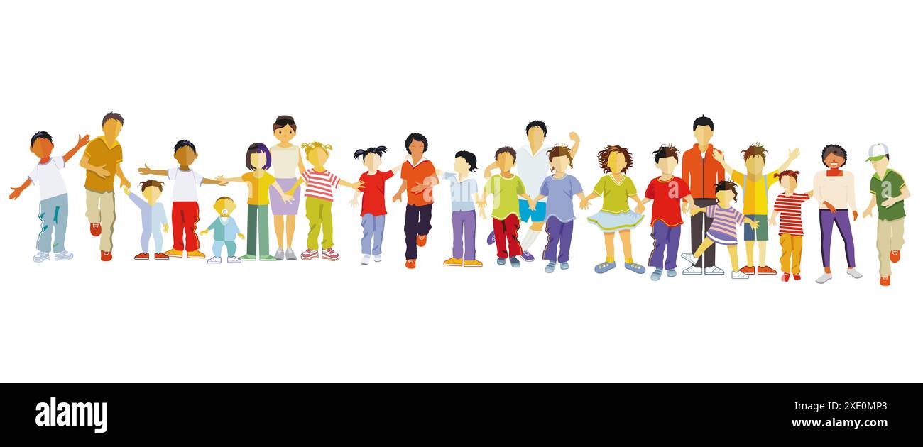 Illustration für glückliche Kinder in der Gruppe Stockfoto