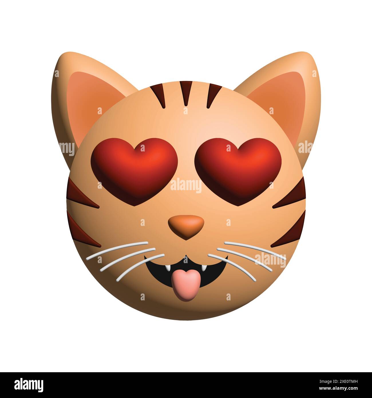 Lustige 3D orange Katze verliebt, mit roten Herzaugen, ein Vektor-Emoji Stock Vektor